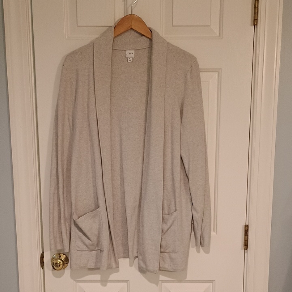 J. Crew Factory Light Gray Open-Front Cardigan